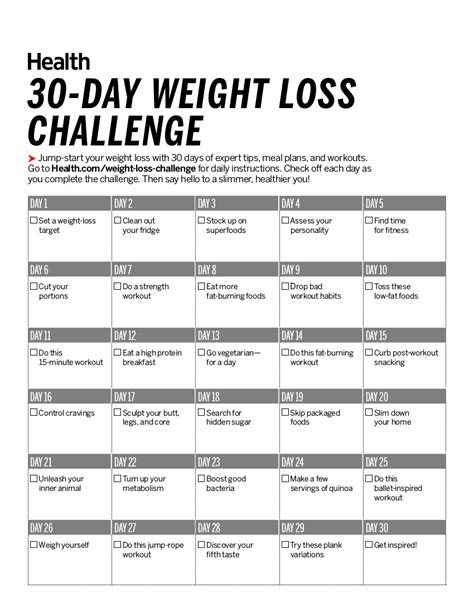 free printable weight loss challenge